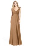 ColsBM Kara Light Brown Modest Fit-n-Flare V-neck Sleeveless Chiffon Floor Length Bridesmaid Dresses