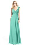 ColsBM Kara Mint Green Modest Fit-n-Flare V-neck Sleeveless Chiffon Floor Length Bridesmaid Dresses