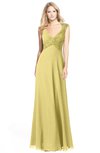 ColsBM Kara Misted Yellow Modest Fit-n-Flare V-neck Sleeveless Chiffon Floor Length Bridesmaid Dresses