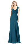 ColsBM Kara Moroccan Blue Modest Fit-n-Flare V-neck Sleeveless Chiffon Floor Length Bridesmaid Dresses
