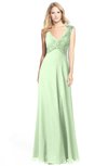 ColsBM Kara Pale Green Modest Fit-n-Flare V-neck Sleeveless Chiffon Floor Length Bridesmaid Dresses