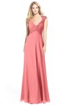 ColsBM Kara Shell Pink Modest Fit-n-Flare V-neck Sleeveless Chiffon Floor Length Bridesmaid Dresses