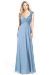 ColsBM Kara Sky Blue Modest Fit-n-Flare V-neck Sleeveless Chiffon Floor Length Bridesmaid Dresses