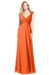 ColsBM Kara Tangerine Modest Fit-n-Flare V-neck Sleeveless Chiffon Floor Length Bridesmaid Dresses