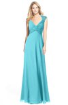 ColsBM Kara Turquoise Modest Fit-n-Flare V-neck Sleeveless Chiffon Floor Length Bridesmaid Dresses