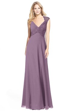 ColsBM Kara Valerian Modest Fit-n-Flare V-neck Sleeveless Chiffon Floor Length Bridesmaid Dresses