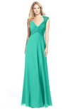 ColsBM Kara Viridian Green Modest Fit-n-Flare V-neck Sleeveless Chiffon Floor Length Bridesmaid Dresses
