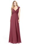 ColsBM Kara Wine Modest Fit-n-Flare V-neck Sleeveless Chiffon Floor Length Bridesmaid Dresses