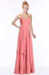 ColsBM Allison Coral Gorgeous Sleeveless Zip up Floor Length Ruching Bridesmaid Dresses