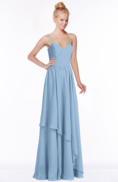 ColsBM Allison Dusty Blue Gorgeous Sleeveless Zip up Floor Length Ruching Bridesmaid Dresses