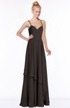 ColsBM Allison Fudge Brown Gorgeous Sleeveless Zip up Floor Length Ruching Bridesmaid Dresses