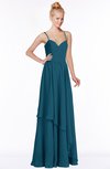 ColsBM Allison Moroccan Blue Gorgeous Sleeveless Zip up Floor Length Ruching Bridesmaid Dresses