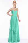 ColsBM Allison Seafoam Green Gorgeous Sleeveless Zip up Floor Length Ruching Bridesmaid Dresses