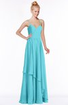 ColsBM Allison Turquoise Gorgeous Sleeveless Zip up Floor Length Ruching Bridesmaid Dresses