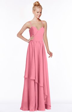 ColsBM Allison Watermelon Gorgeous Sleeveless Zip up Floor Length Ruching Bridesmaid Dresses