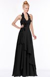 ColsBM Jade Black Glamorous Fit-n-Flare Halter Sleeveless Floor Length Bridesmaid Dresses