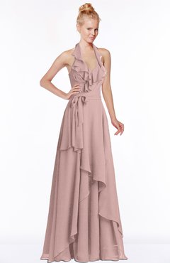 ColsBM Jade Blush Pink Glamorous Fit-n-Flare Halter Sleeveless Floor Length Bridesmaid Dresses