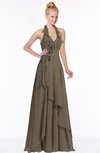 ColsBM Jade Carafe Brown Glamorous Fit-n-Flare Halter Sleeveless Floor Length Bridesmaid Dresses