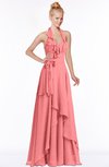 ColsBM Jade Coral Glamorous Fit-n-Flare Halter Sleeveless Floor Length Bridesmaid Dresses