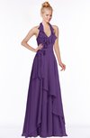 ColsBM Jade Dark Purple Glamorous Fit-n-Flare Halter Sleeveless Floor Length Bridesmaid Dresses