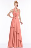 ColsBM Jade Desert Flower Glamorous Fit-n-Flare Halter Sleeveless Floor Length Bridesmaid Dresses