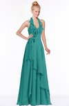 ColsBM Jade Emerald Green Glamorous Fit-n-Flare Halter Sleeveless Floor Length Bridesmaid Dresses