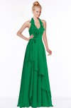 ColsBM Jade Green Glamorous Fit-n-Flare Halter Sleeveless Floor Length Bridesmaid Dresses