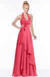 ColsBM Jade Guava Glamorous Fit-n-Flare Halter Sleeveless Floor Length Bridesmaid Dresses