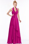 ColsBM Jade Hot Pink Glamorous Fit-n-Flare Halter Sleeveless Floor Length Bridesmaid Dresses