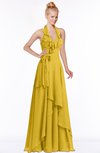 ColsBM Jade Lemon Curry Glamorous Fit-n-Flare Halter Sleeveless Floor Length Bridesmaid Dresses
