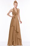 ColsBM Jade Light Brown Glamorous Fit-n-Flare Halter Sleeveless Floor Length Bridesmaid Dresses