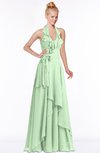 ColsBM Jade Light Green Glamorous Fit-n-Flare Halter Sleeveless Floor Length Bridesmaid Dresses