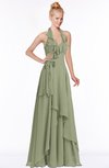 ColsBM Jade Moss Green Glamorous Fit-n-Flare Halter Sleeveless Floor Length Bridesmaid Dresses