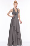 ColsBM Jade Ridge Grey Glamorous Fit-n-Flare Halter Sleeveless Floor Length Bridesmaid Dresses