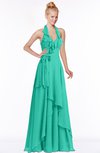 ColsBM Jade Viridian Green Glamorous Fit-n-Flare Halter Sleeveless Floor Length Bridesmaid Dresses