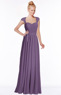 ColsBM Anna Eggplant Modest Sleeveless Half Backless Chiffon Floor Length Bridesmaid Dresses