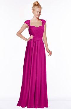 ColsBM Anna Hot Pink Modest Sleeveless Half Backless Chiffon Floor Length Bridesmaid Dresses