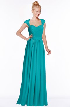 ColsBM Anna Peacock Blue Modest Sleeveless Half Backless Chiffon Floor Length Bridesmaid Dresses