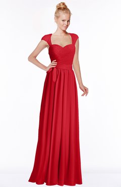 ColsBM Anna Red Modest Sleeveless Half Backless Chiffon Floor Length Bridesmaid Dresses