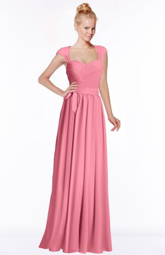 ColsBM Anna Watermelon Modest Sleeveless Half Backless Chiffon Floor Length Bridesmaid Dresses