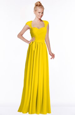 ColsBM Anna Yellow Modest Sleeveless Half Backless Chiffon Floor Length Bridesmaid Dresses