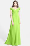 ColsBM Carolina Bright Green Gorgeous Fit-n-Flare Off-the-Shoulder Sleeveless Zip up Chiffon Bridesmaid Dresses
