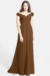 ColsBM Carolina Brown Gorgeous Fit-n-Flare Off-the-Shoulder Sleeveless Zip up Chiffon Bridesmaid Dresses