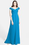 ColsBM Carolina Cornflower Blue Gorgeous Fit-n-Flare Off-the-Shoulder Sleeveless Zip up Chiffon Bridesmaid Dresses