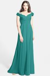 ColsBM Carolina Emerald Green Gorgeous Fit-n-Flare Off-the-Shoulder Sleeveless Zip up Chiffon Bridesmaid Dresses