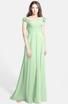 ColsBM Carolina Light Green Gorgeous Fit-n-Flare Off-the-Shoulder Sleeveless Zip up Chiffon Bridesmaid Dresses