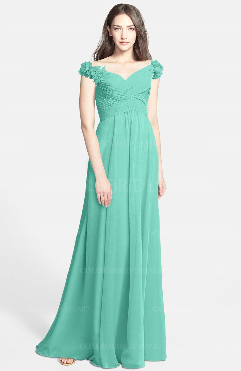 mint green off shoulder dress