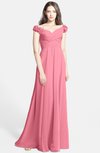ColsBM Carolina Watermelon Gorgeous Fit-n-Flare Off-the-Shoulder Sleeveless Zip up Chiffon Bridesmaid Dresses