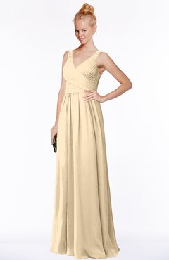 ColsBM Reyna Apricot Gelato Mature Sleeveless Chiffon Floor Length Ruching Bridesmaid Dresses
