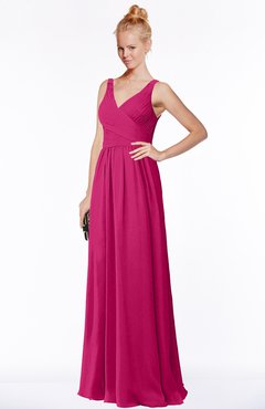 ColsBM Reyna Beetroot Purple Mature Sleeveless Chiffon Floor Length Ruching Bridesmaid Dresses